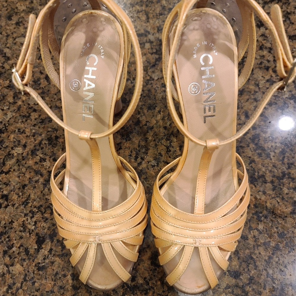 Chanel Patent Leather T-Strap Pumps